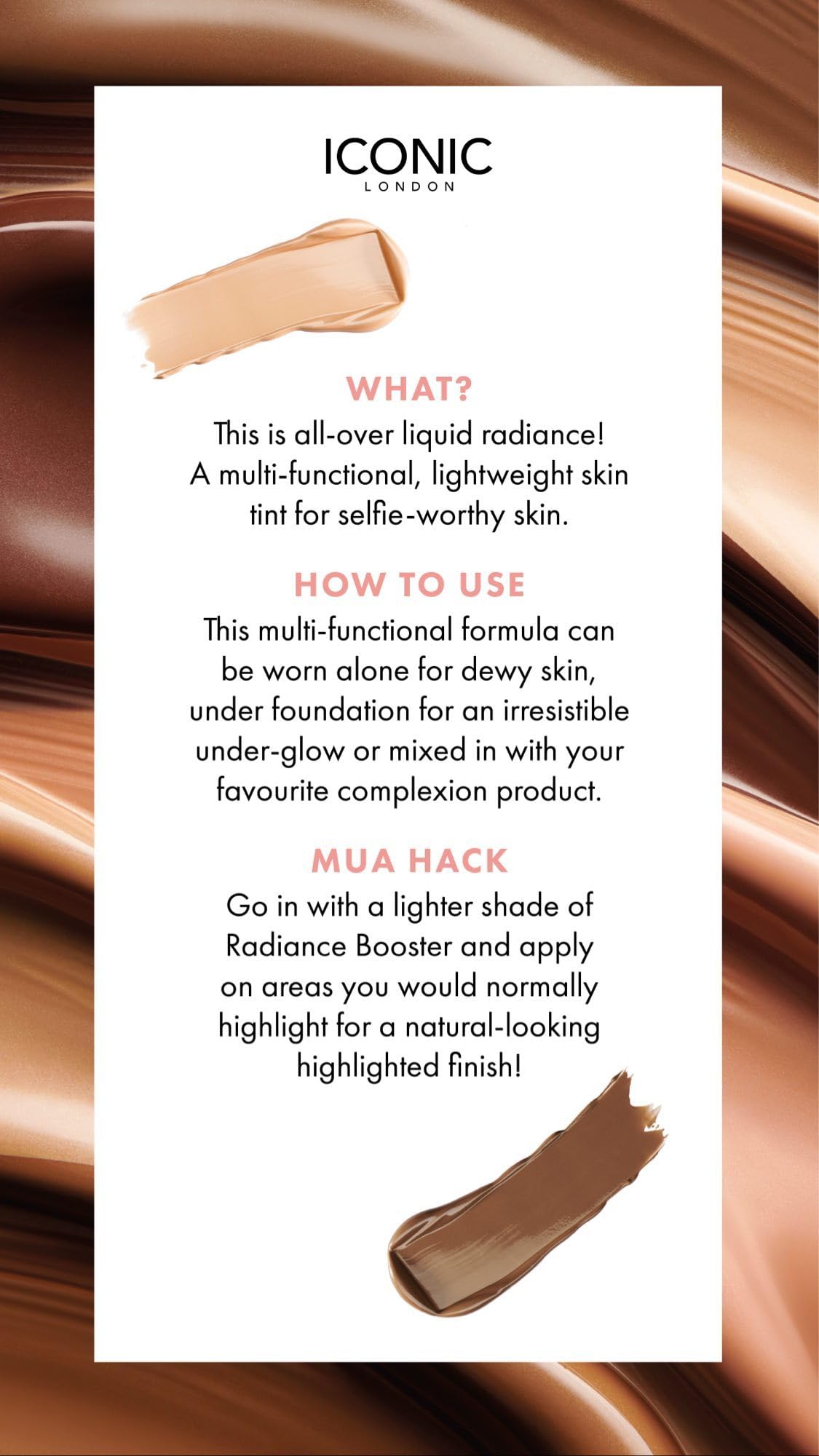 ICONIC LONDON Radiance Booster | Liquid Radiance Lightweight Skin Tint for a Glowy Makeup Look, Cruelty Free, Vegan Makeup (Honey Glow) 30 mL/ 1.01 Fl Oz - Maple Wellness Supplements