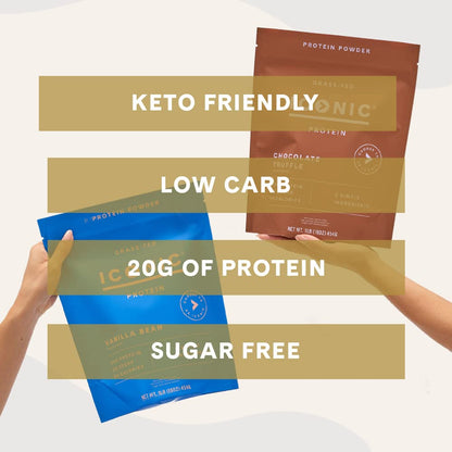 ICONIC Protein Powder, Chocolate Truffle - Sugar Free, Low Carb Protein Powder - Lactose Free, Gluten Free, Non-GMO - 20g Grass Fed Whey & Casein Protein - Keto Friendly, 1 lb. Pouch (17 Servings) - Maple Wellness Supplements