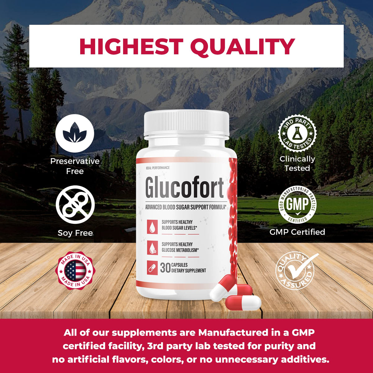 IDEAL PERFORMANCE (Official) Glucofort Supplement Support Formula (3 Pack) - Maple Wellness Supplements