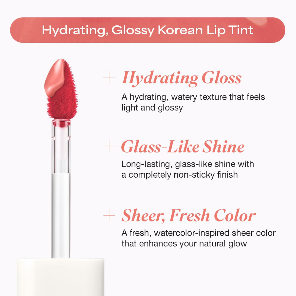 INGA Water Glow Lip Tint | Hydrating, Glossy Korean Lip Tint with Sheer Color & Glass-Like Shine | Long-Lasting, Non-Sticky Korean Lip Stain (RICH SALMON) - Maple Wellness Supplements
