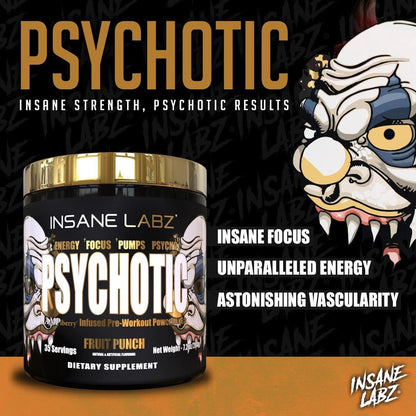 Insane Labz Psychotic Gold, High Stim Pre Workout Powder, Extreme Lasting Energy - Maple Wellness Supplements