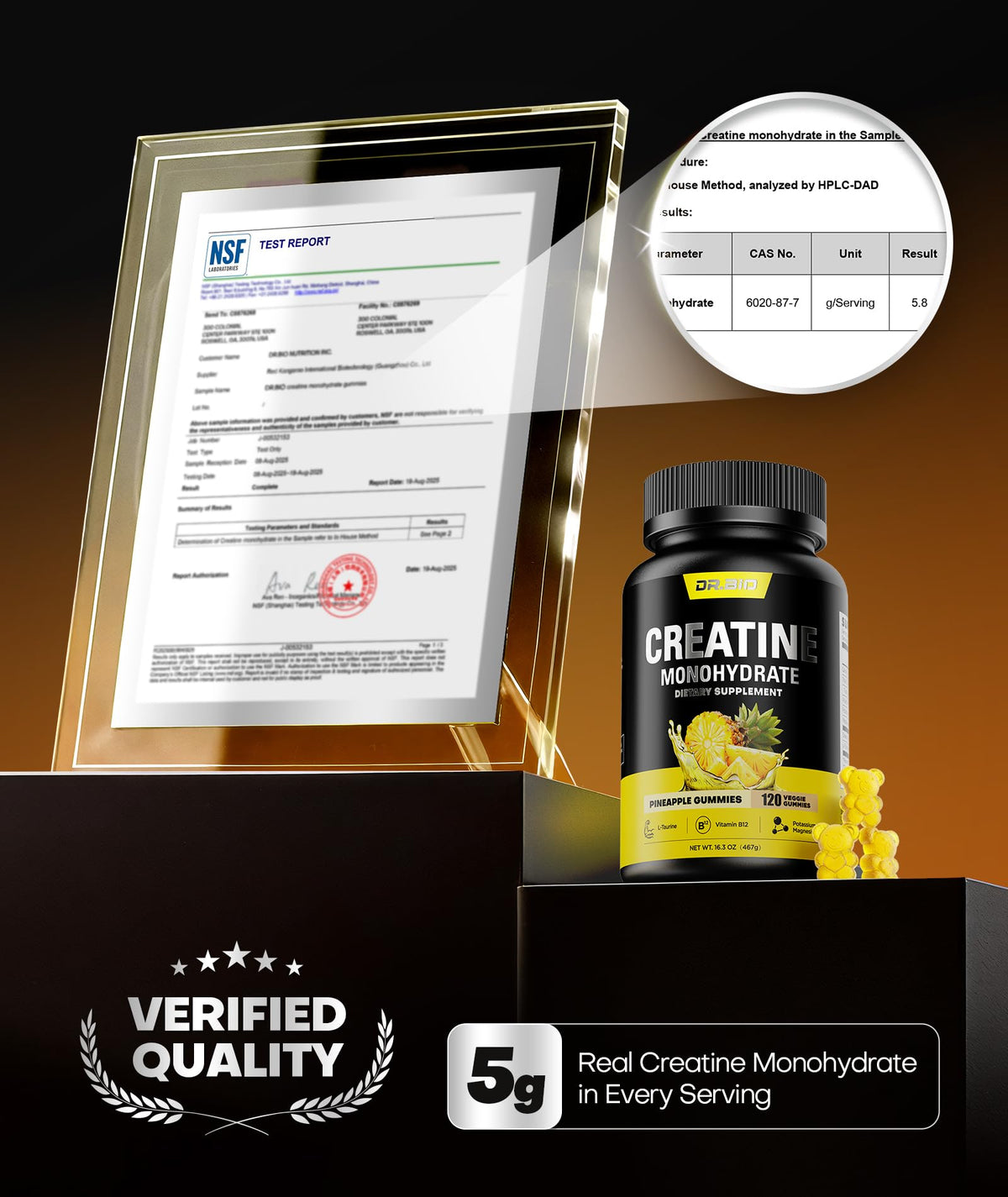 Instant Boost Creatine Monohydrate Gummies, Complex Formula with Real 5000mg Creatine, L-Taurine, B12, Mg & K, Pre-Workout Creatine for Women & Men to Support Energy - Maple Wellness Supplements