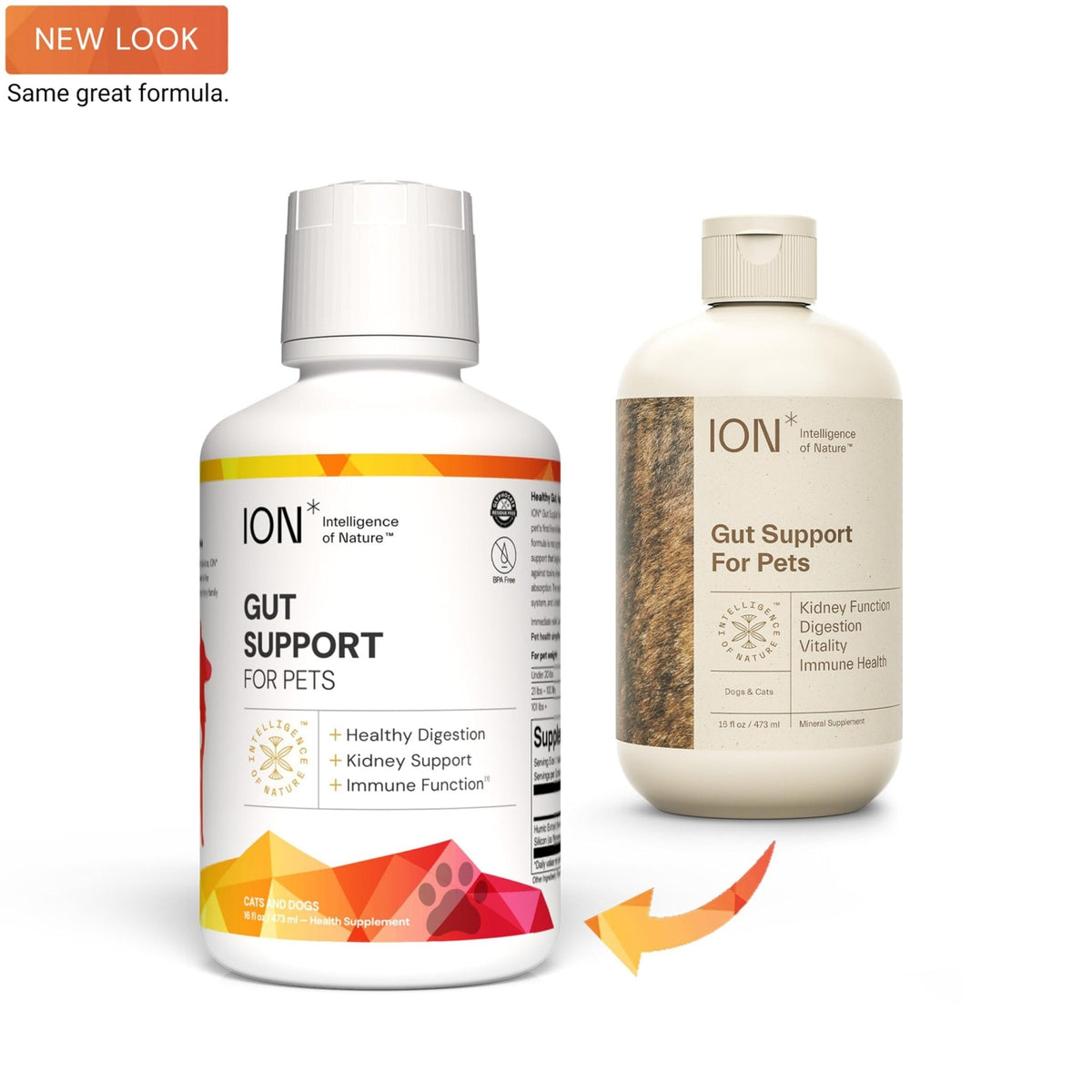ION* Intelligence of Nature Gut Support For Pets - Liquid Probiotics Drops Alternative for Dogs & Cats, Digestive Health for Puppies, Skin & Hair Health - 16 fl oz (Pack of 1) - Maple Wellness Supplements