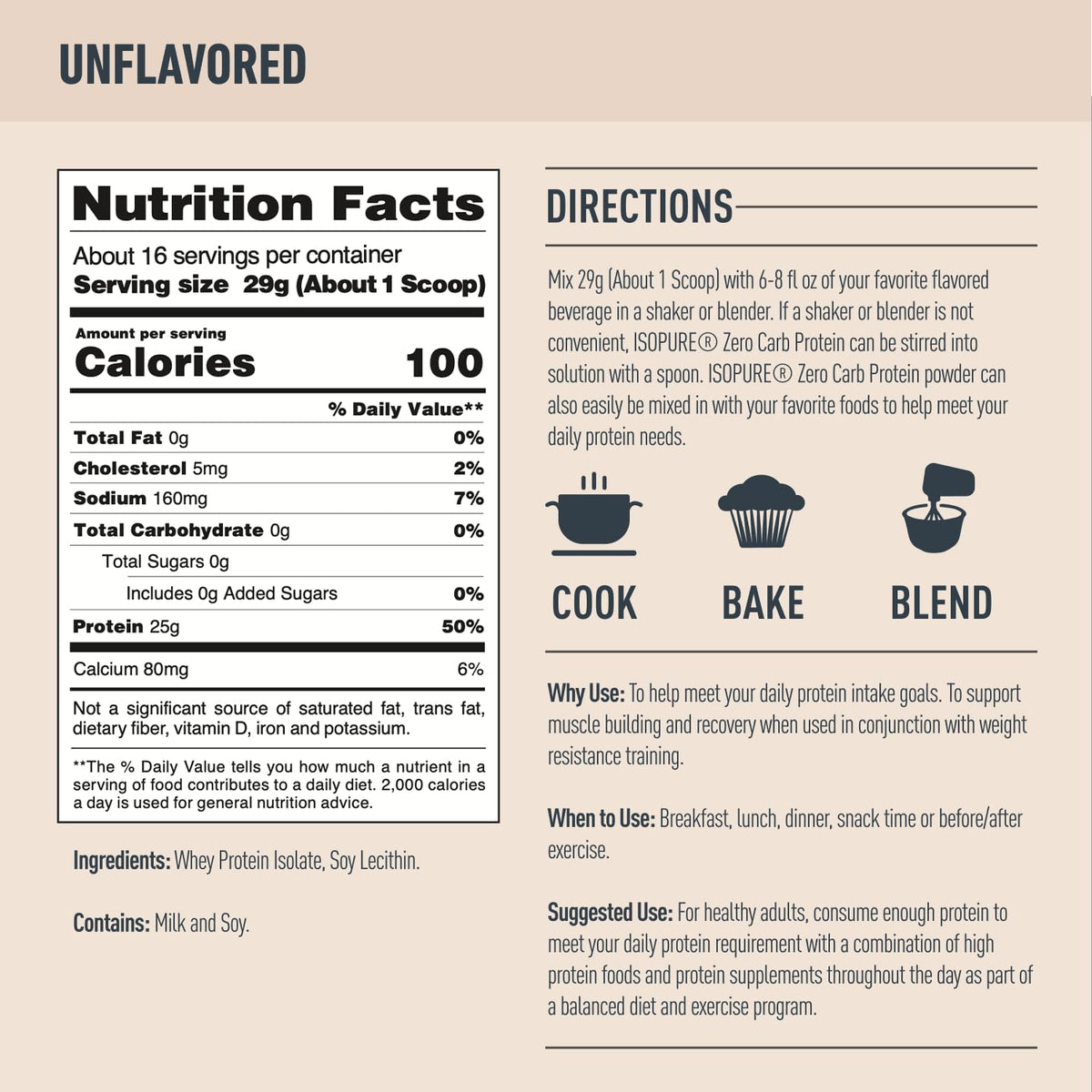 Isopure Unflavored Protein, Whey Isolate, 25g Protein, Zero Carb & Keto Friendly - Maple Wellness Supplements