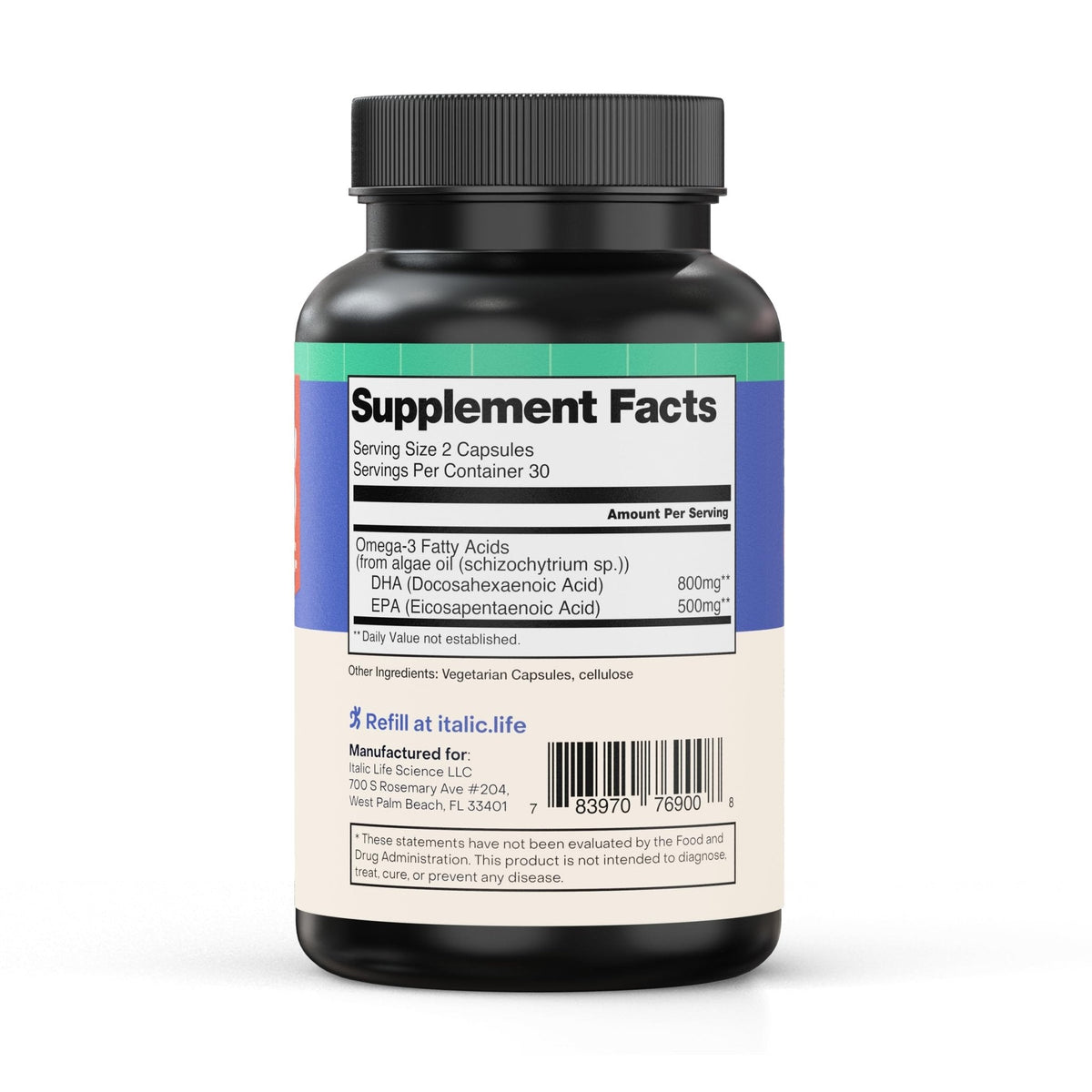 Italic LIfe Sciences Mega DHA Omega-3 1300mg – 800mg DHA, 500mg EPA – Brain Health Supplement for Memory, Focus & Mental Clarity – High Potency Fish Oil – Non-GMO, Third-Party Tested – 60 Capsules - Maple Wellness Supplements