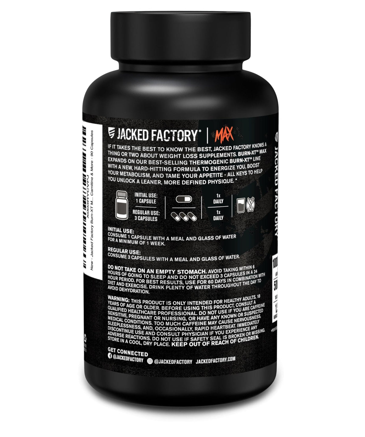 Jacked Factory Burn-XT Max - High-Performance Thermogenic Fat Burner & Appetite Suppressant for Weight Loss w/PurCaf Organic Caffeine, MitoBurn, Green Tea - Maple Wellness Supplements