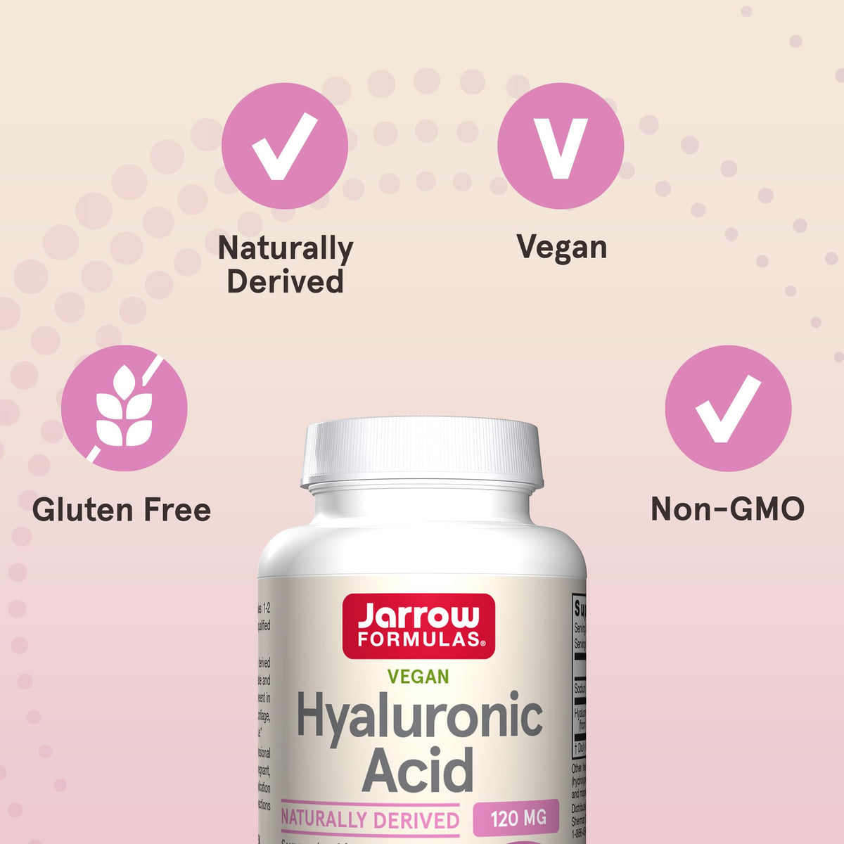 Jarrow Formulas® Hyaluronic Acid 120 mg, Dietary Supplement, Skin Health Support, 120 Veggie Capsules, Up to 60 Day Supply - Maple Wellness Supplements