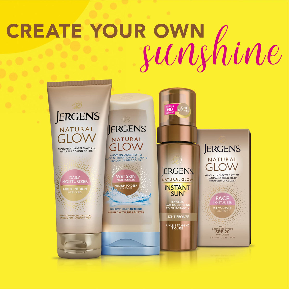 Jergens Natural Glow In Shower Lotion, Self Tanner for Medium to Deep Skin Tone, Sunless Tanning Wet Skin Lotion for Gradual - Maple Wellness Supplements