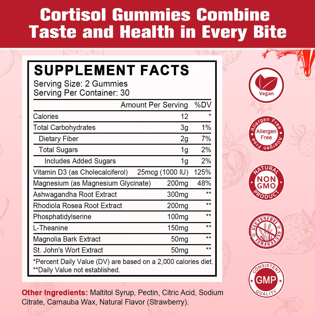 JIANKYTZ Cortisol Gummies for Women with Ashwagandha, Rhodiola Rosea, L-Theanine, Magnesium, Vitamin D3 for Zzz Support, Balanced Cortisol, Vegan, 60 Gummies - Maple Wellness Supplements