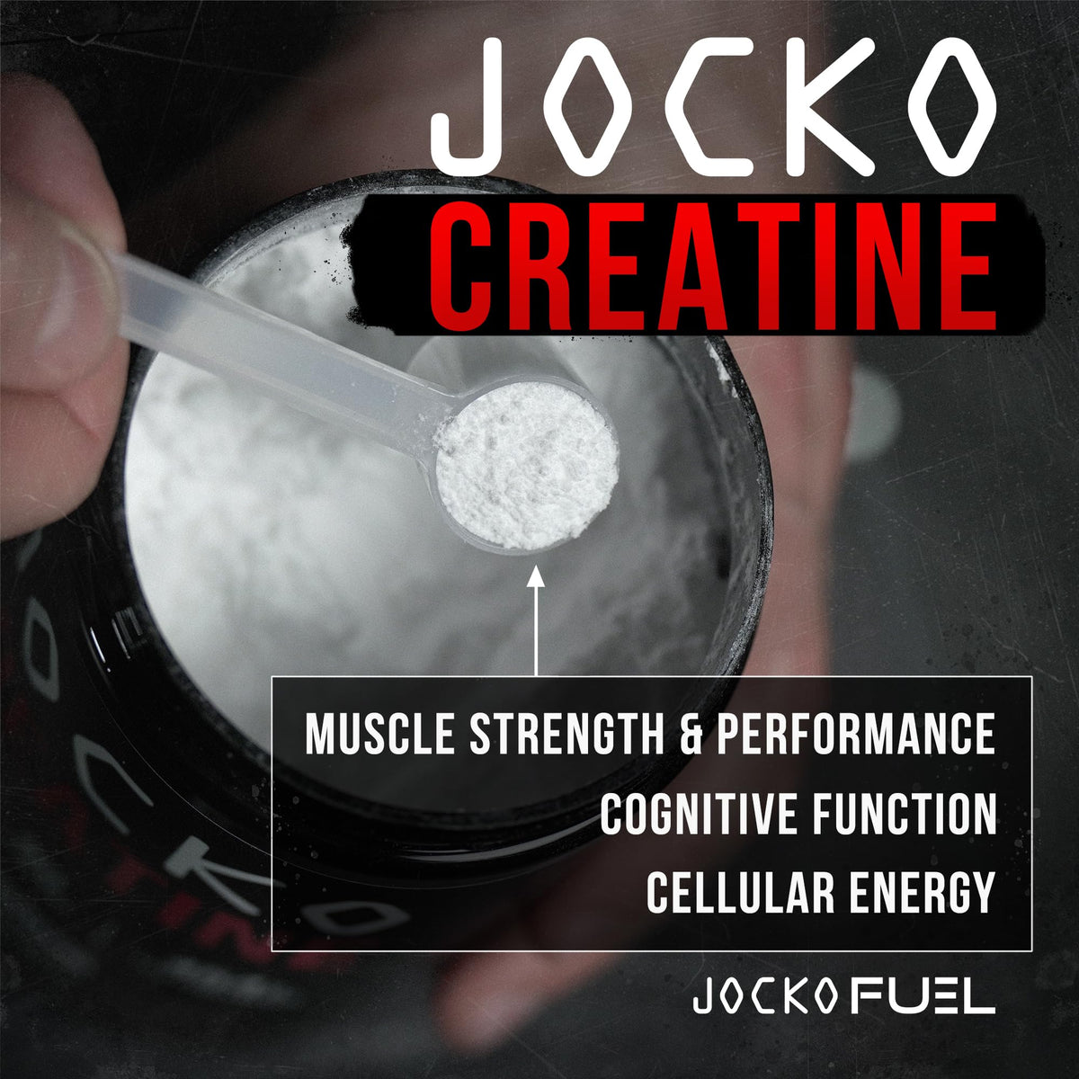 Jocko Fuel Creatine Monohydrate Powder - Creatine for Men & Women, Supplement for Athletic Performance & Muscle Health, 90 Servings 16 oz (Unflavored) (16 OZ JAR) - Maple Wellness Supplements