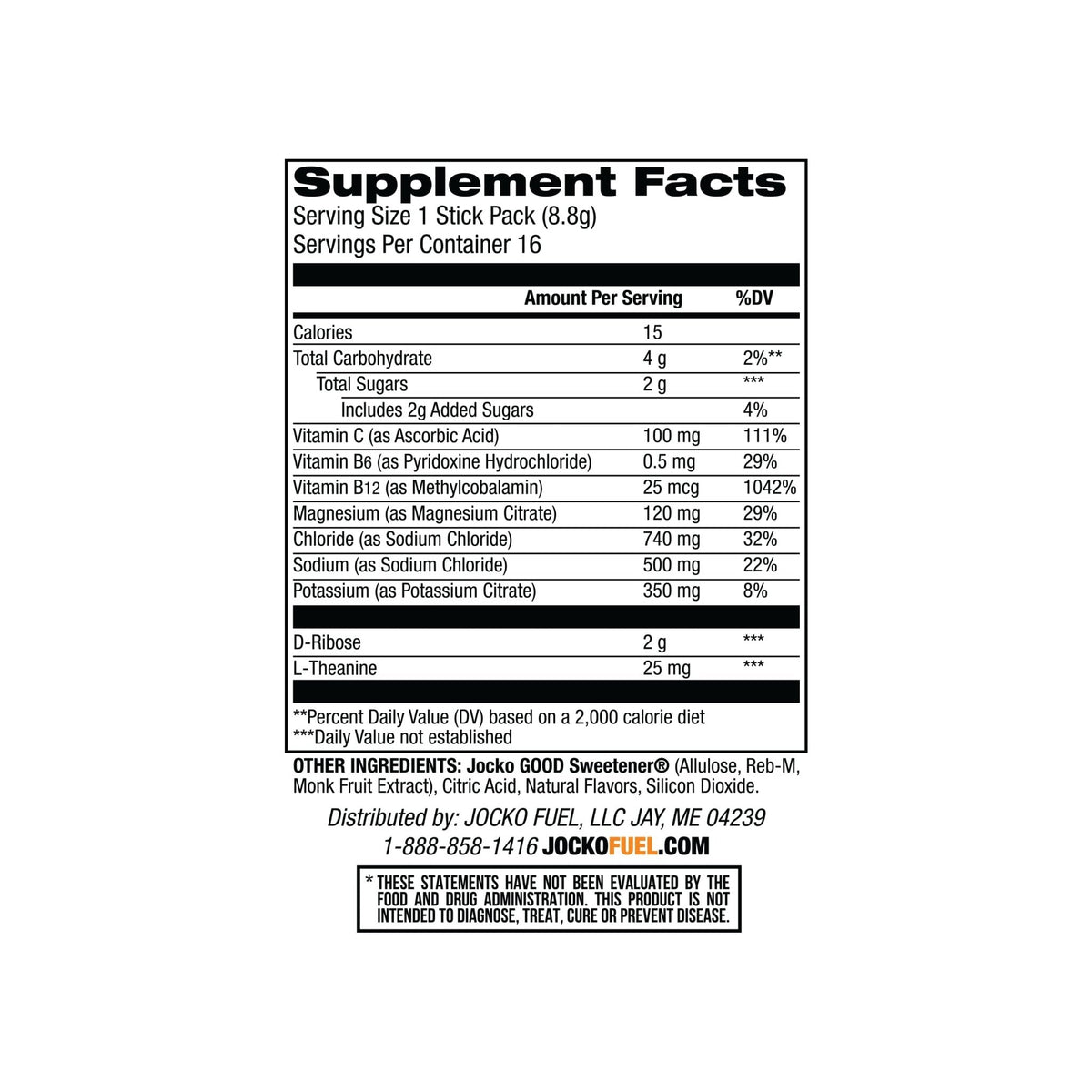Jocko Fuel Hydrate Electrolytes Powder Packets Low Sugar - Hydration Amplifier Packets for Recovery, Dehydration, & Exercise - with Vitamins B6, B12 & C - Maple Wellness Supplements