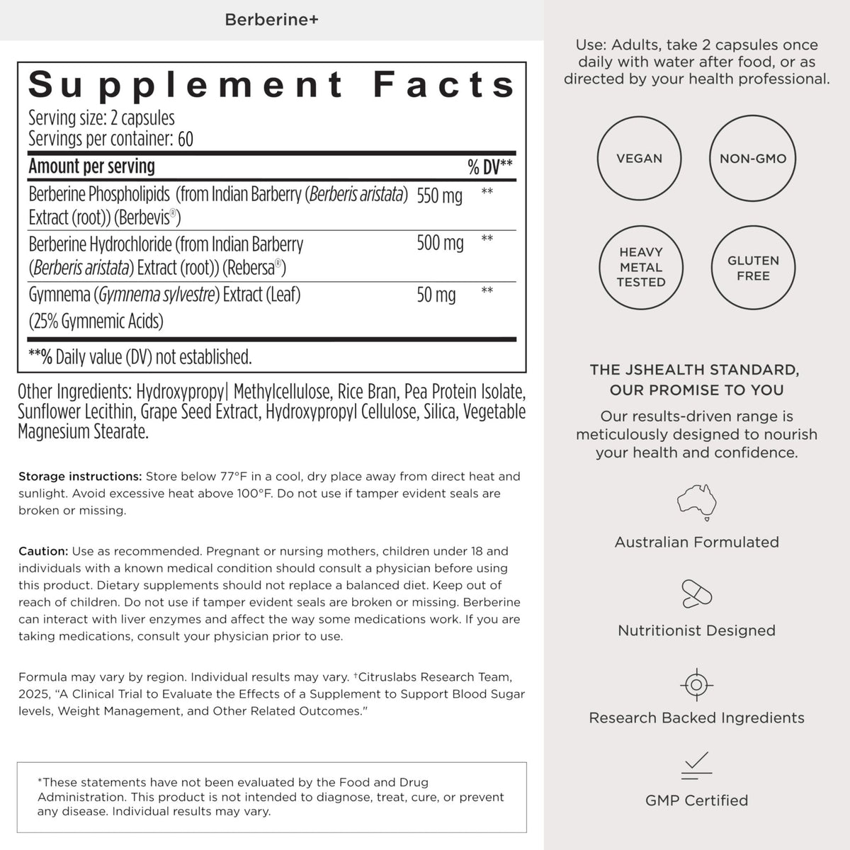JSHealth Supplement with Berbevis for Metabolic Health Support. Higher Strength for Blood Sugar Already in the Normal Range and Body Composition - Maple Wellness Supplements