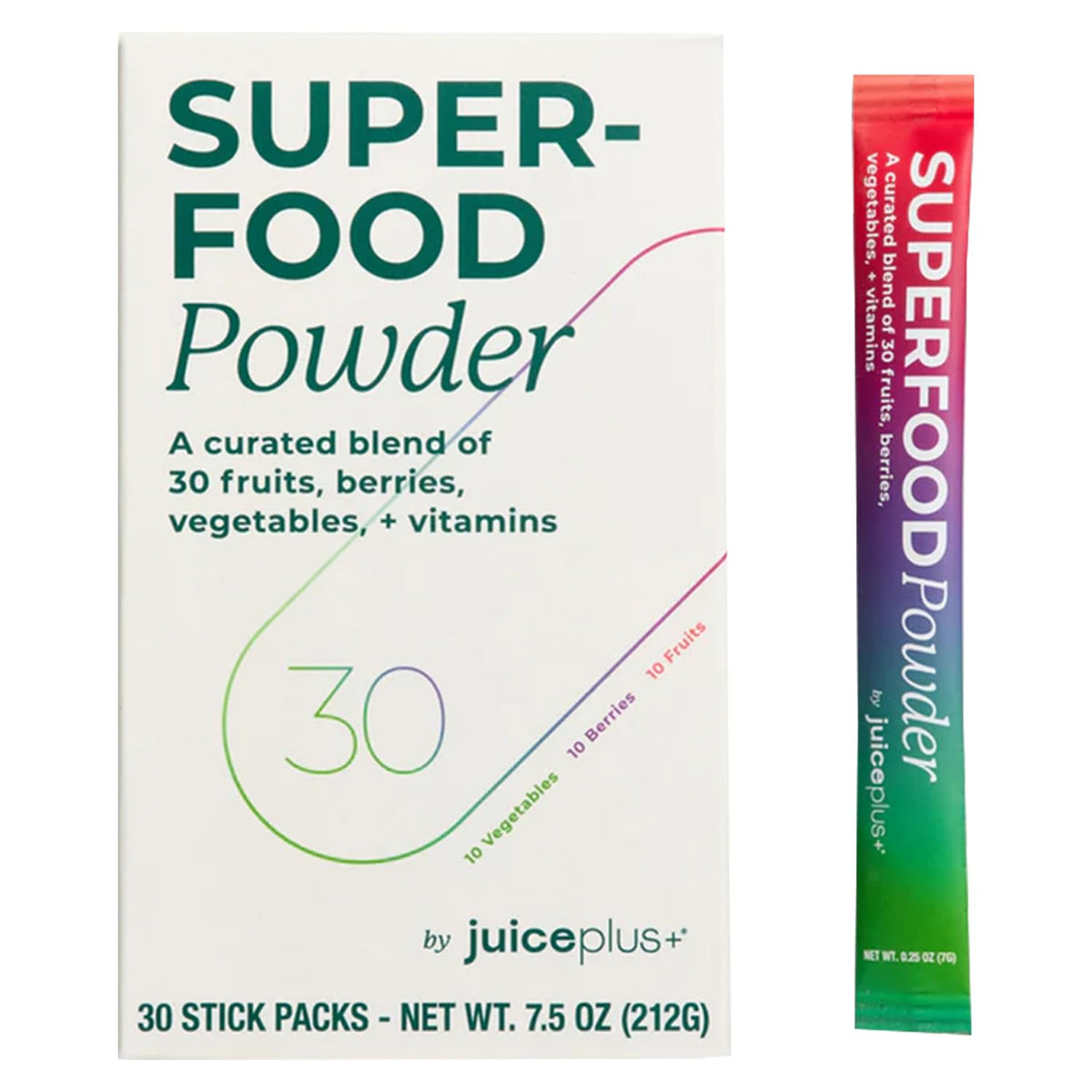 Juice Plus+ - Superfood Powder - Drink with 30 Fruits Berries Veggies Plant Vitamins for Refreshing Immune Wellness Boost - 30 Stick Packs - Maple Wellness Supplements