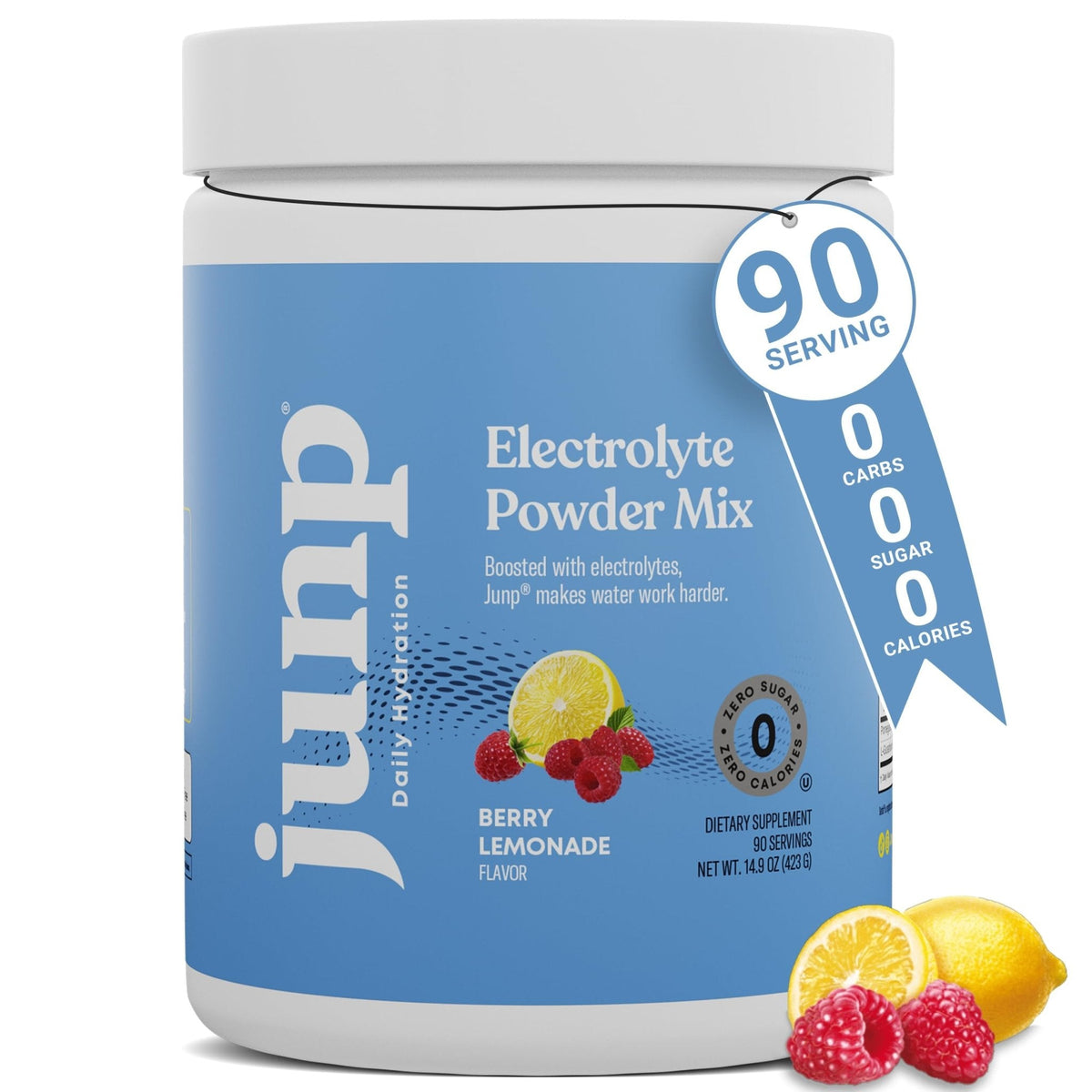 JUNP Electrolytes Powder No Sugar No Carbs – Berry Lemonade Keto Electrolyte Drink Mix - Potassium & Salt Hydration Powder Electrolytes - Zero Calorie Sugar Free Electrolyte Powder, 90 Servings - Maple Wellness Supplements