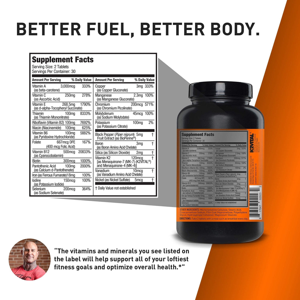 JYM Supplement Science Vita JYM Sports Multivitamin & Mineral Support, Vitamin A, C, B6, B12, E, K, Boron, Biotin, Potassium 60 Tablets - Maple Wellness Supplements