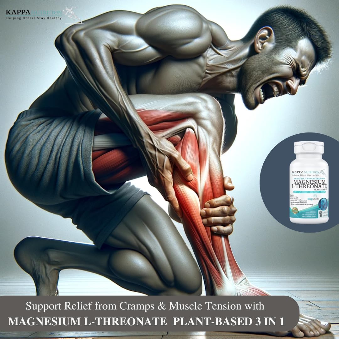 Kappa Nutrition Powered by Magbrain™ Magnesium L-Threonate Plant-Based, 420mg Elemental Magnesium (3 Capsules) from 2,253mg, 120 Vegan Capsules, Brain, Sleep & Muscle Support. - Maple Wellness Supplements