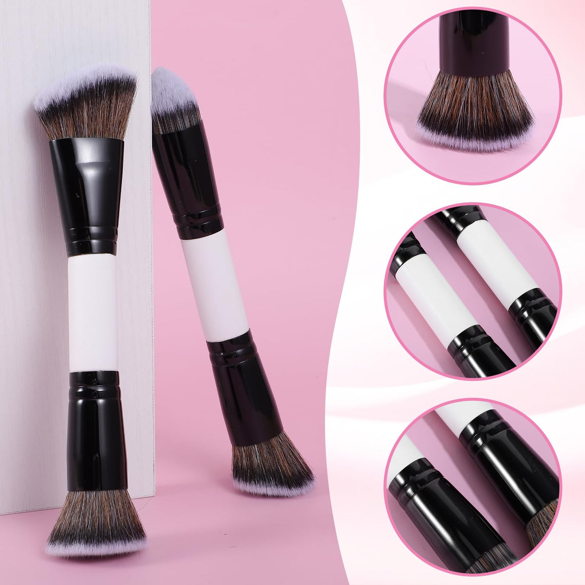 KFHENSOM 4PCS Foundation Contour Conceal Brush Set Dual-Ended Makeup Brushes Set Professional Powder Blush Concealer Eyeshadow Kabuki Foundation Brush Kit for Liquid Loose Powder Cream - Maple Wellness Supplements