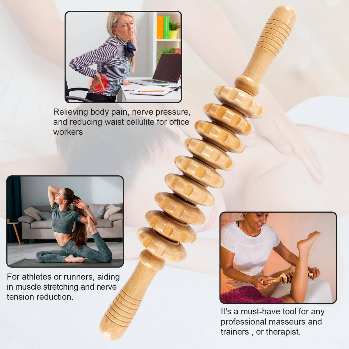 KintKita Wood Therapy Massage Tools,Wooden Massager Stick Roller Lymphatic Drainage Tool,Maderoterapia Kit Self Massage Roller Tool for Cellulite Reduction,Muscle Tension and Body Shaping,Contouring - Maple Wellness Supplements