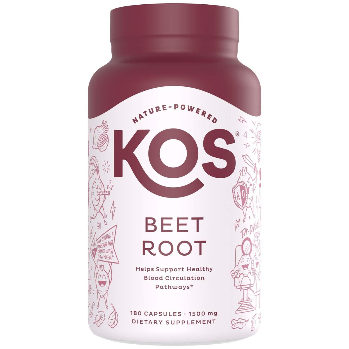 KOS Organic Beetroot Capsules 1500mg - USDA Organic, Antioxidant Power from Organic Beet Root Superfood, Supports Healthy & Active Lifestyle - Non-GMO, - Maple Wellness Supplements