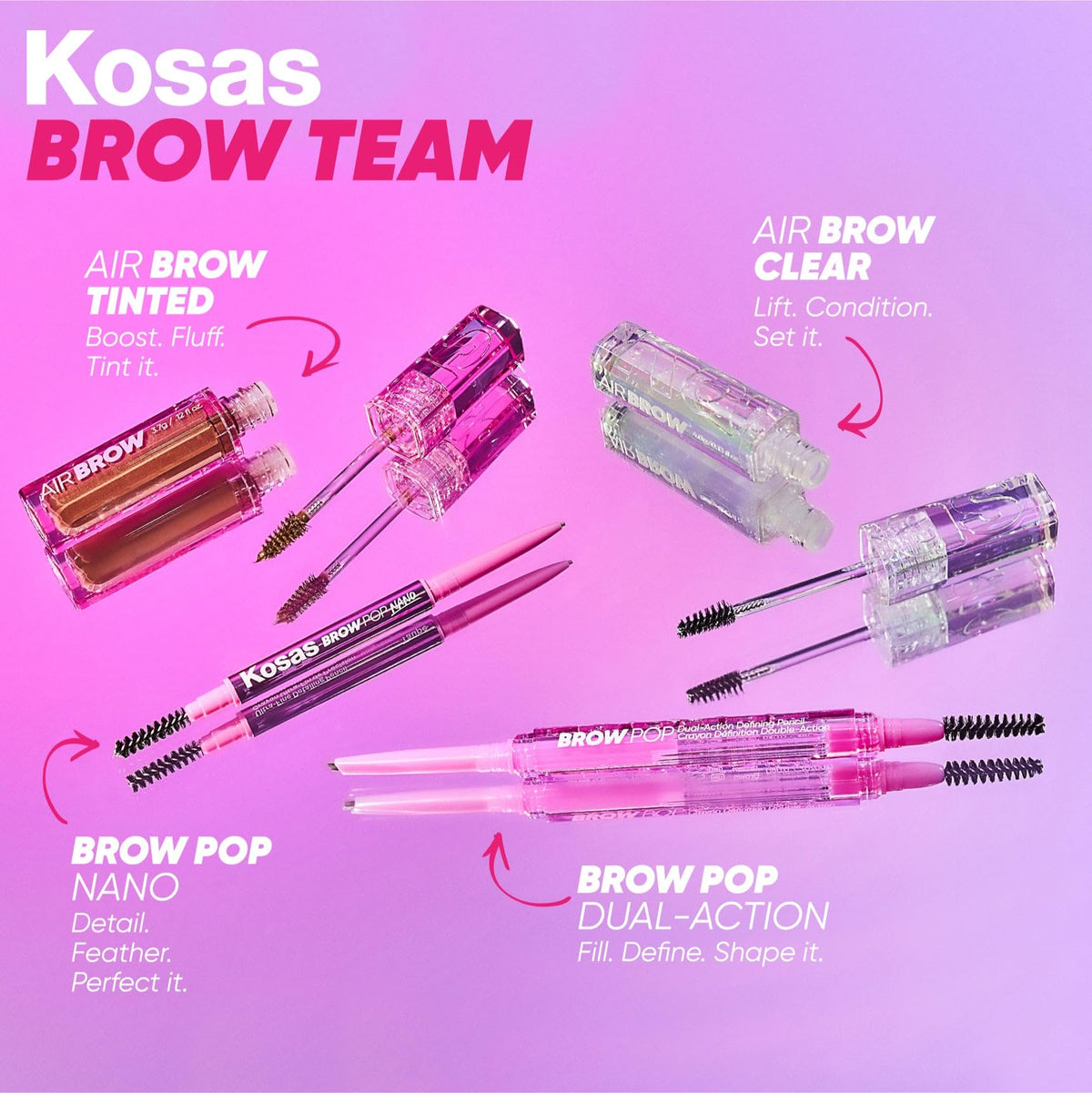 Kosas Air Brow Tinted Eyebrow Gel – Volumizing Brow Gel with Flexible Long-Lasting Hold, Clear - Maple Wellness Supplements