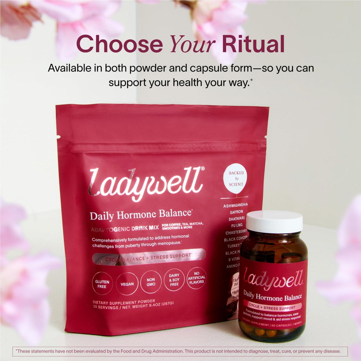 Ladywell Daily Hormone Balance Capsules | Natural Cycle Support for Women | Supports Mood, Bloating, Cramps, Skin Health & Cravings | with Chasteberry, B Vitamins, Ashwagandha, Saffron & More | 60 Ct - Maple Wellness Supplements