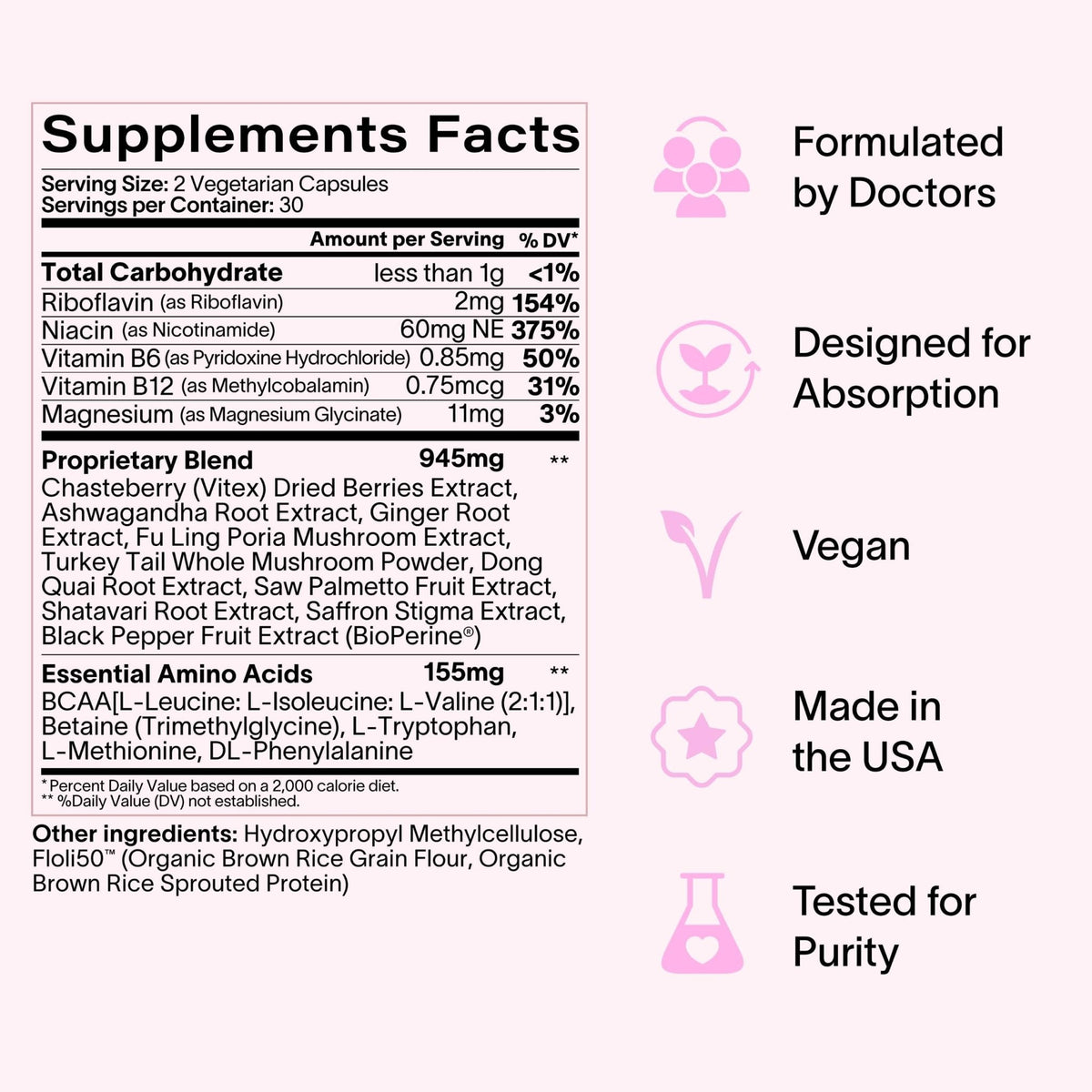 Ladywell Daily Hormone Balance Capsules | Natural Cycle Support for Women | Supports Mood, Bloating, Cramps, Skin Health & Cravings | with Chasteberry, B Vitamins, Ashwagandha, Saffron & More | 60 Ct - Maple Wellness Supplements