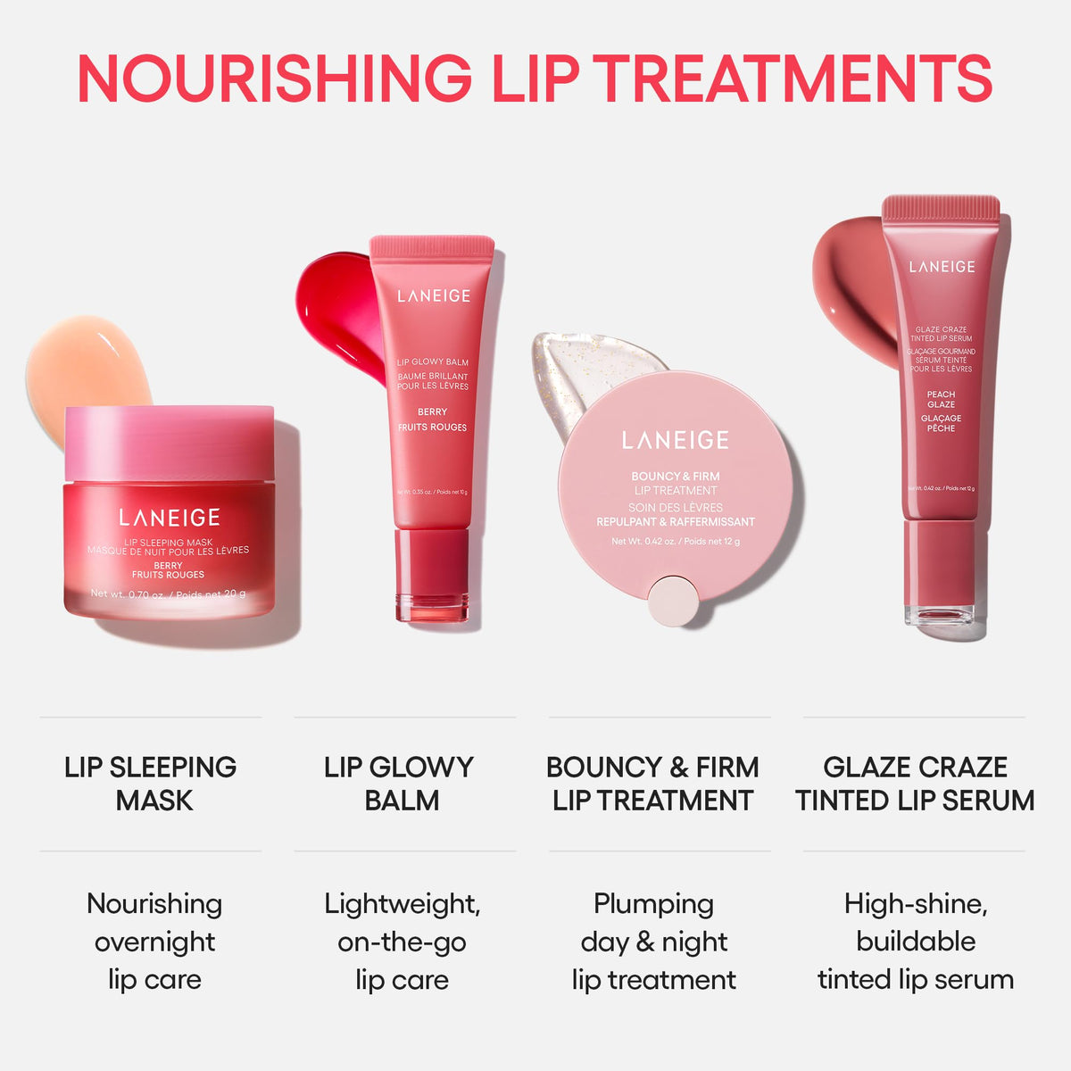 LANEIGE Glaze Craze Tinted Lip Serum, Strawberry Sprinkles: Hydrating Serum for Glossy,Nourished Lips with Plumping Polypeptides,0.42 oz - Maple Wellness Supplements