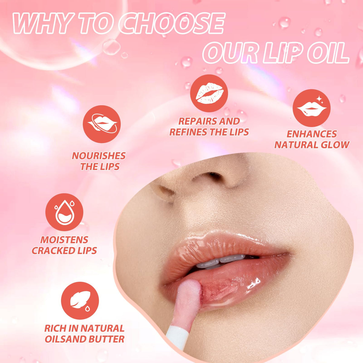 LANGMANNI Moisturizing Lip Oil,No-Sticky Lip Gloss Lip Balm Lip Care,Fruit Flavoured Lip Oil For Dry Lip's Moisturizing Hydrating And Nourishing ((Strawberry)) - Maple Wellness Supplements