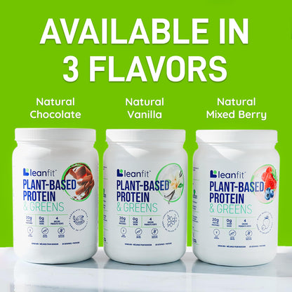 LeanFit Plant-Based Protein & Greens, Natural Berry, 20g Protein, 19 Servings, 1.25 Pound - Maple Wellness Supplements