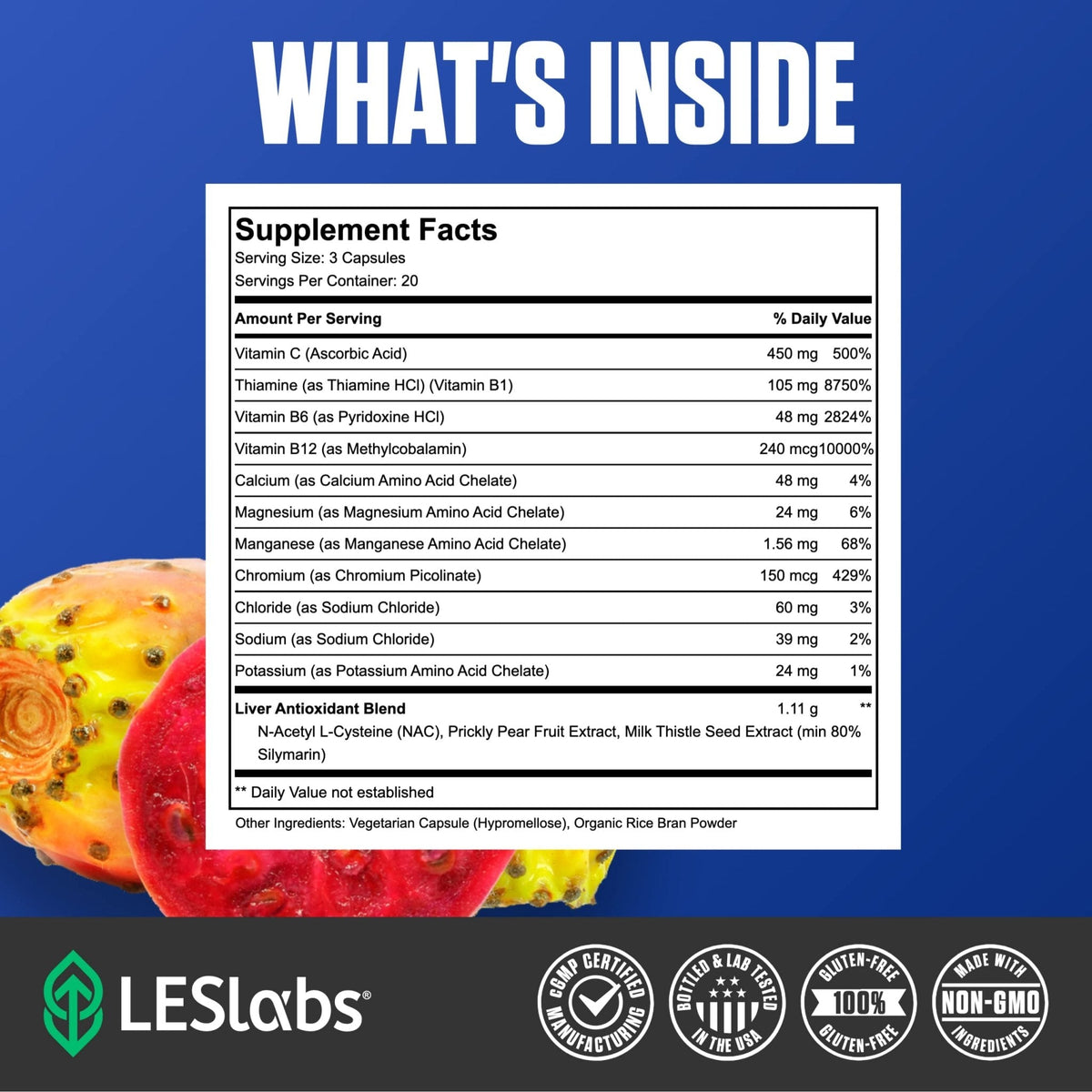 LES Labs DeToxx – Better Mornings & Recovery, Liver Support, Electrolyte Replenishment & Glutathione Support – Prickly Pear, Milk Thistle & NAC – Non-GMO Supplement – 60 Capsules - Maple Wellness Supplements