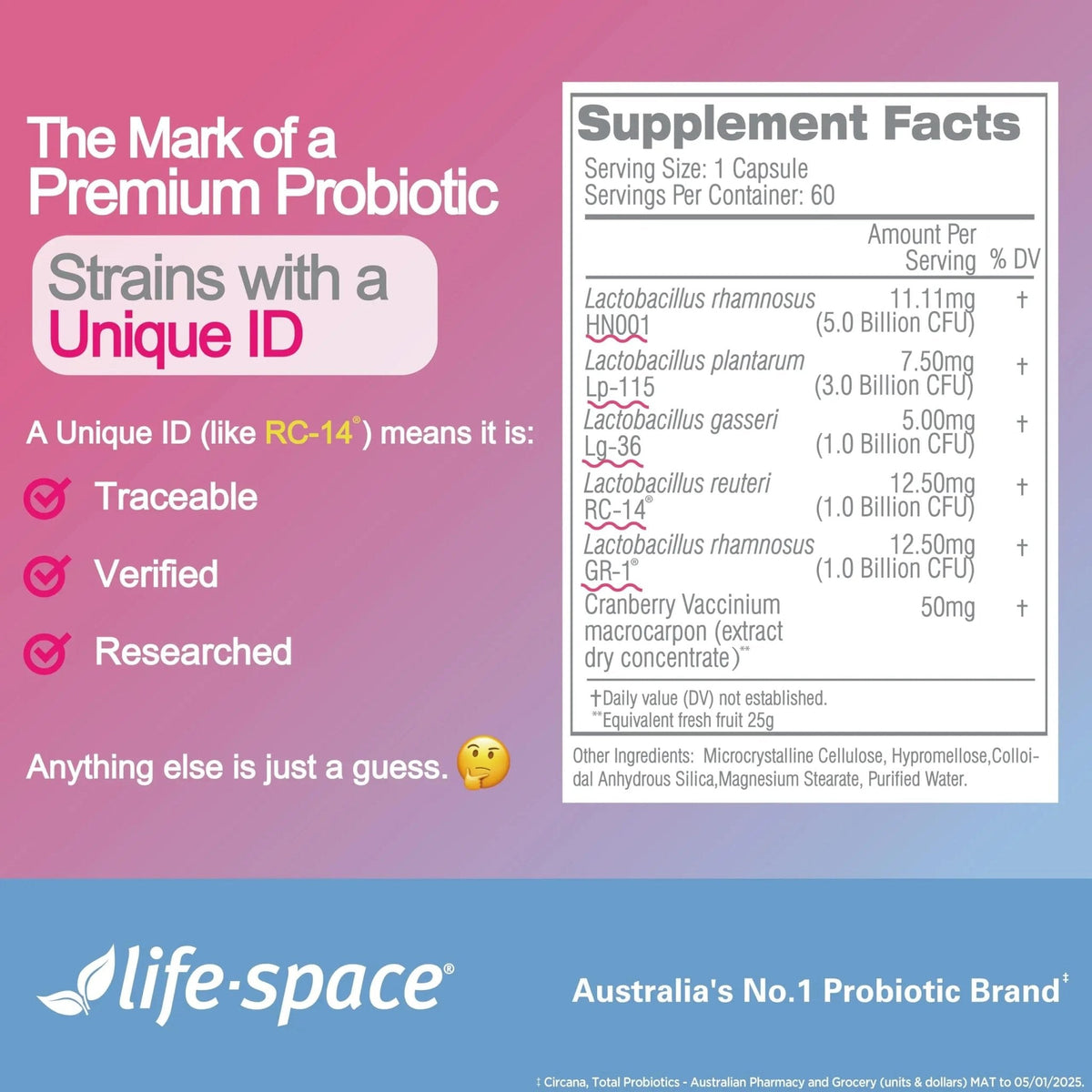 Life-Space Urogen Probiotics for Women, Probiotics+Cranberry, 2 Month Serving, Women's Probiotic for PH Balance, Urinary Tract, Digestive & Immune Health, Lactobacillus reuteri, Non-GMO, 60 Ct - Maple Wellness Supplements