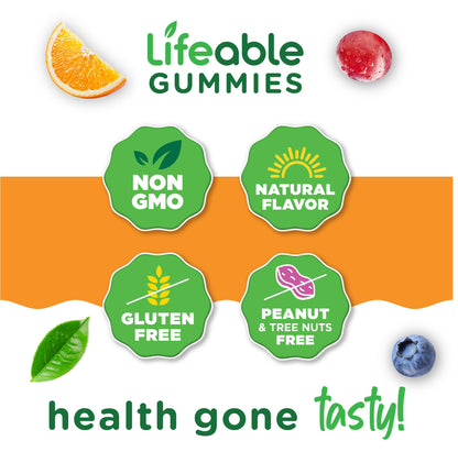 Lifeable Collagen Peptides Gummies | 100mg with Vitamin C | Great Tasting Collagen Supplements | Vegetarian Hair Skin and Nails Gummies | Collagen Gummies for Adults, Men, Women | 90 Gummies - Maple Wellness Supplements