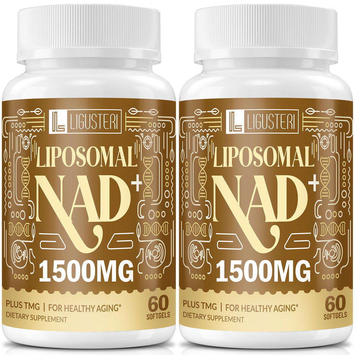 LIGUSTERI 1500 MG Liposomal NAD+, 98%+ Absorption, NAD+ Supplement for Women & Men with TMG, for Aging Defense, Cellular Energy, Heart & Brain Function, Longevity, 120 Softgels - Maple Wellness Supplements