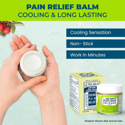 Ling Nam Ultra Balm External Analgesic, for Cooling Pain Relief Simple Backache Arthritis Strains Bruises Sprain, Muscle Pain, Muscle Soreness, 2.3oz (Pack of 3) - Maple Wellness Supplements