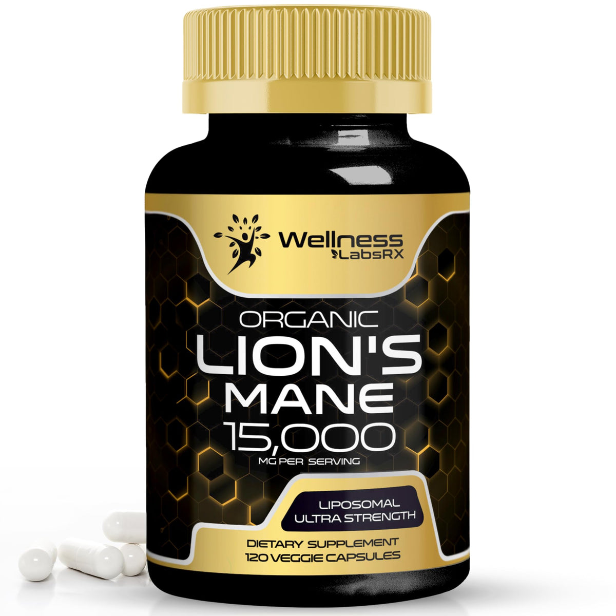 Lions Mane Supplement Capsules - 120 Count - Mushroom Supplement, Brain Supplements - Maple Wellness Supplements