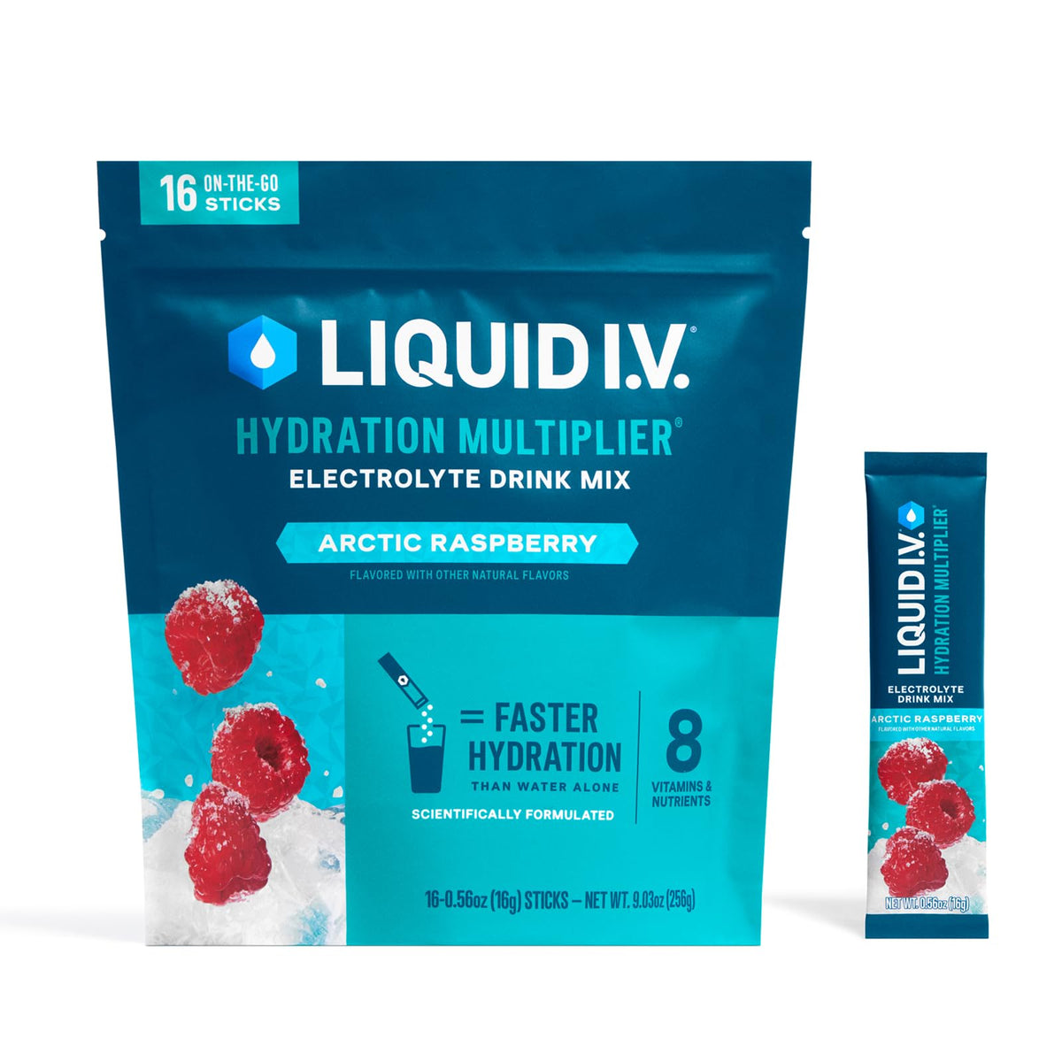 Liquid I.V.® Hydration Multiplier - Arctic Raspberry | Electrolyte Powder Drink Mix | 1 Pack (16 Servings) - Maple Wellness Supplements