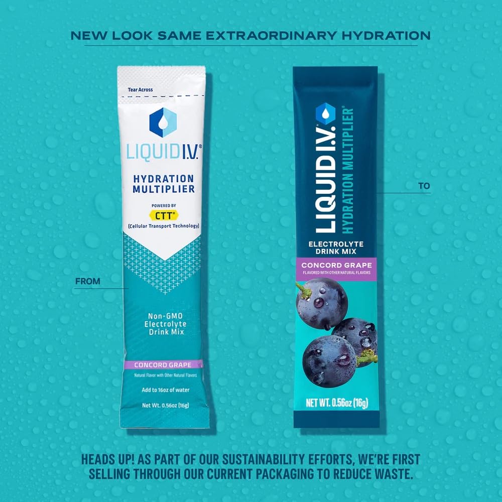 Liquid I.V.® Hydration Multiplier - Concord Grape | Electrolyte Powder Drink Mix | 3 Pack (48 Servings) - Maple Wellness Supplements