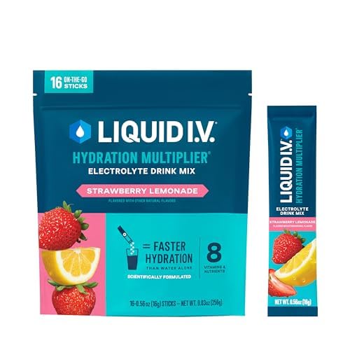 Liquid I.V.® Hydration Multiplier - Strawberry Lemonade | Electrolyte Powder Drink Mix | 1 Pack (16 Servings) - Maple Wellness Supplements