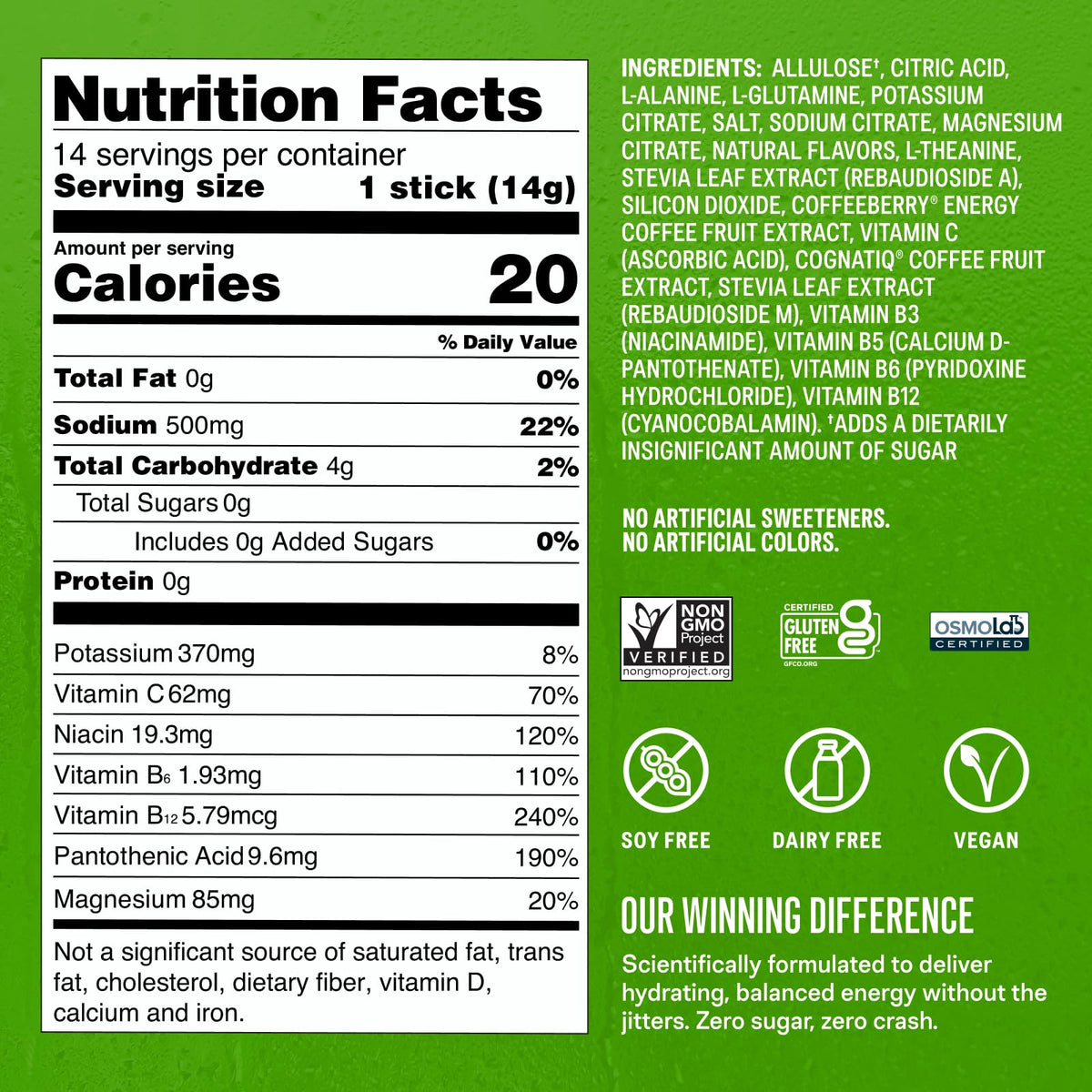Liquid I.V.® Hydration Multiplier Sugar Free + Energy - Strawberry Kiwi | Electrolyte Powder Drink Mix | 1 Pack (14 Servings) - Maple Wellness Supplements
