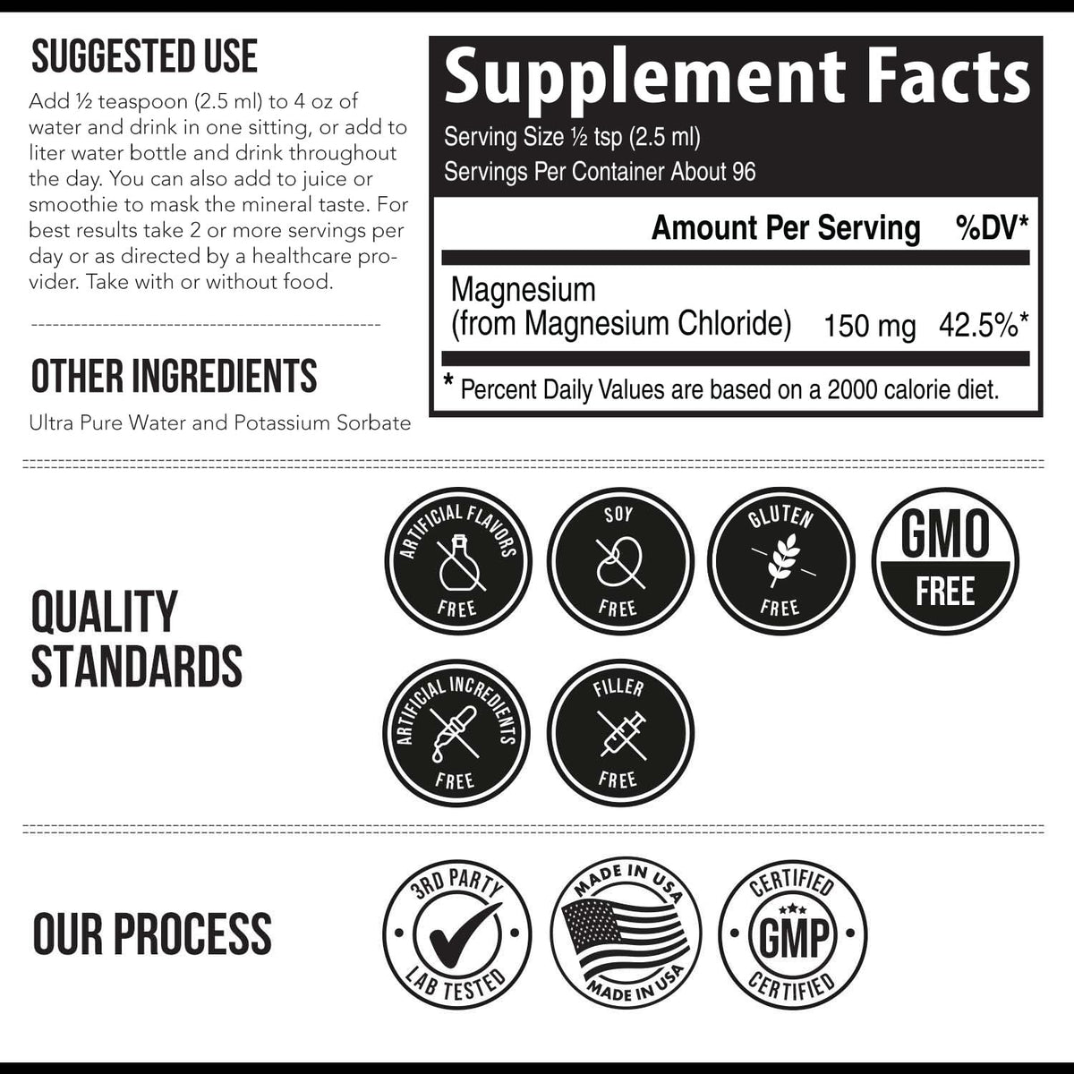 Liquid Magnesium | 8 oz - Ionic Magnesium Chloride, Highest & Fastest Absorption - Calm Mood, Sleep, Muscle Cramps & Spasms, Natural Laxative – Vegan, Glass Bottle (96 Servings) - Maple Wellness Supplements