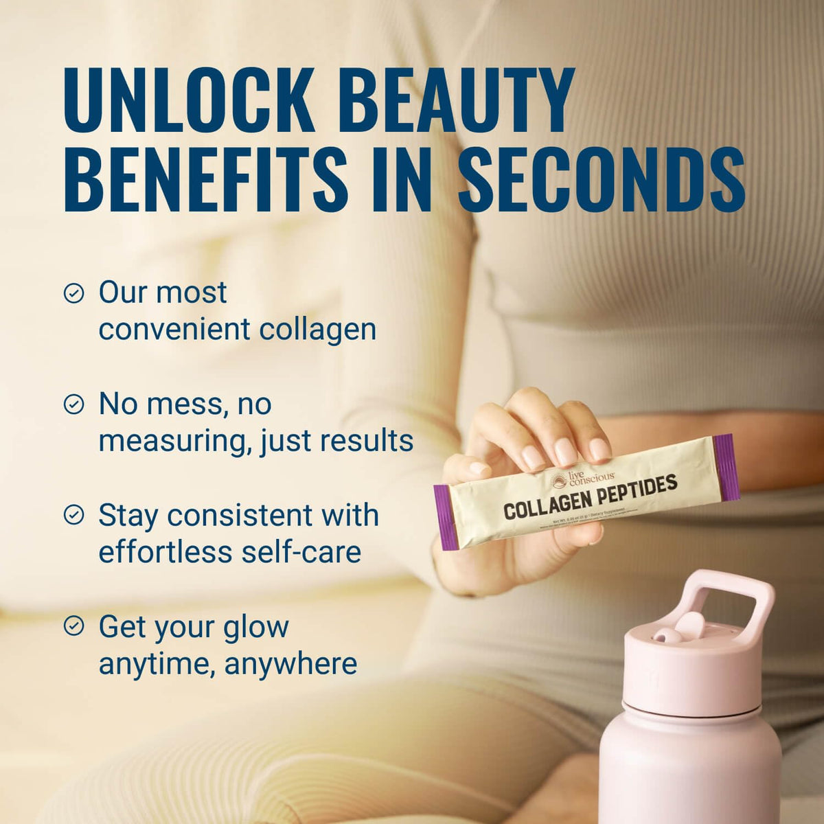 Live Conscious Collagen Peptides Powder - Naturally-Sourced Hydrolyzed Collagen Powder - Hair, Skin, Nail, and Joint Support - Type I & III Grass-Fed Collagen - Maple Wellness Supplements