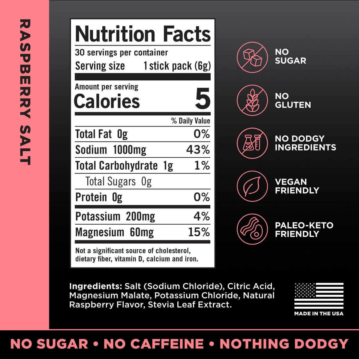 LMNT Zero Sugar Electrolytes - Raspberry Salt | Drink Mix | 30-Count - Maple Wellness Supplements