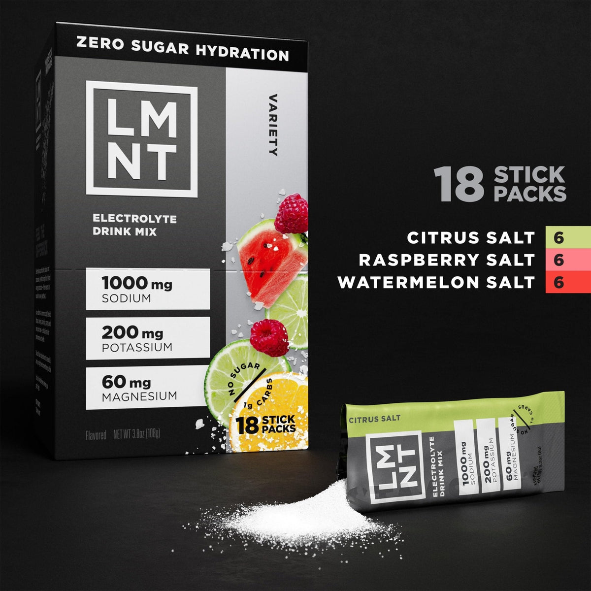 LMNT Zero Sugar Electrolytes - Variety Pack Bundle | Drink Mix | 18-Count - Maple Wellness Supplements