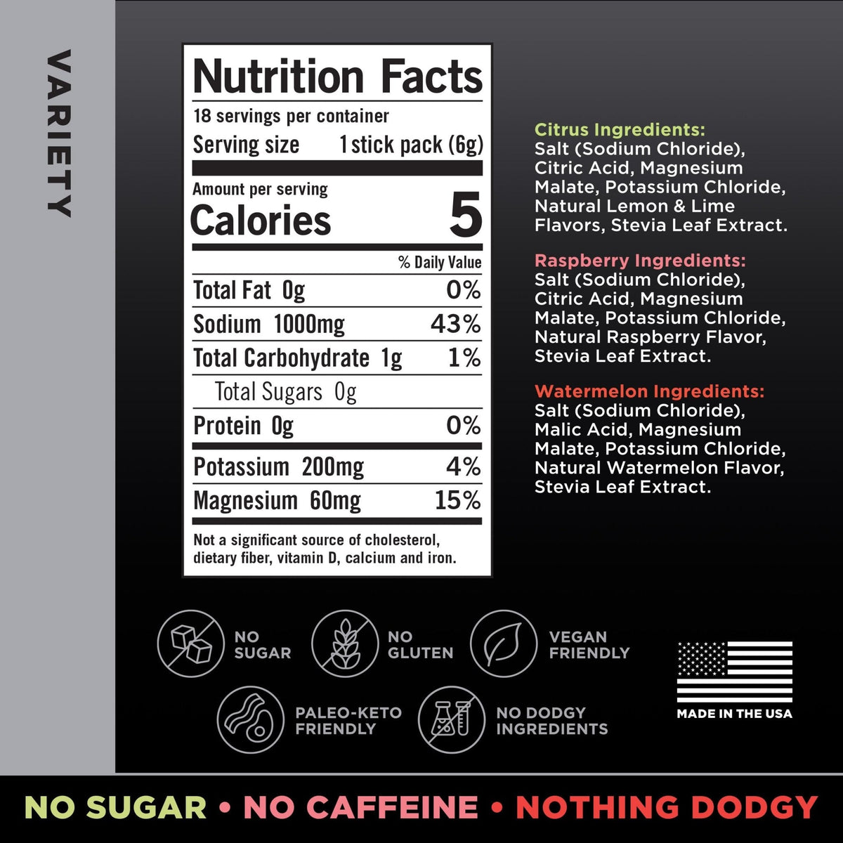 LMNT Zero Sugar Electrolytes - Variety Pack Bundle | Drink Mix | 18-Count - Maple Wellness Supplements