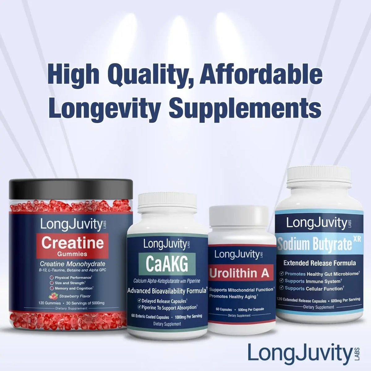 LongJuvity Sodium Butyrate Supplement (300mg) - Optimal Gut Health for Men & Women - Digestion Support & Leaky Gut Repair - Postbiotic Short Chain Fatty Acid, Lab Tested (120 Extended Release Caps) - Maple Wellness Supplements