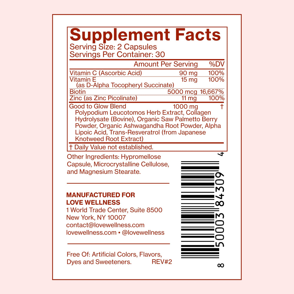 Love Wellness Good to Glow | Collagen Supplement with Biotin, Vitamin C, E, Ashwagandha & Zinc | Promotes Smooth, Glowing & Clear Skin | Enhances Smoothness & Promotes Healthy Skin | 60 Count - Maple Wellness Supplements