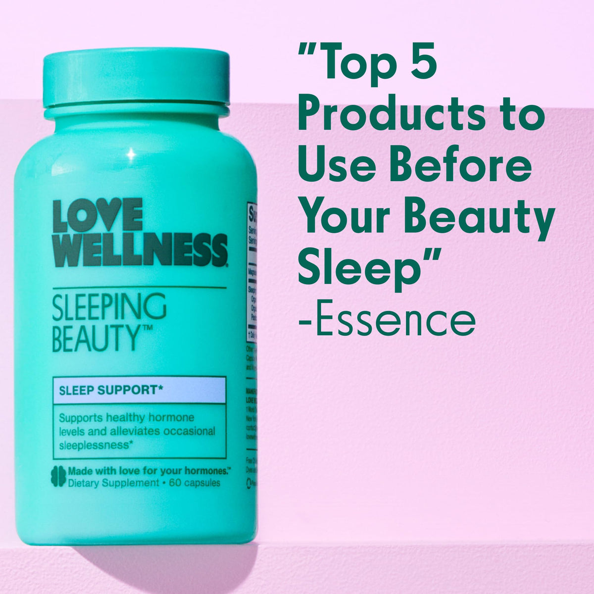 Love Wellness Sleeping Beauty | Sleep Support with Melatonin, Magnesium & L-Theanine | Promotes Restful Sleep, Relaxation & Calmness | Organic Valerian Root Powder & Lemon Balm | 60 Count - Maple Wellness Supplements