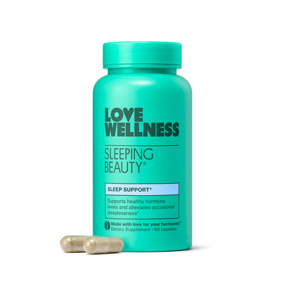 Love Wellness Sleeping Beauty | Sleep Support with Melatonin, Magnesium & L-Theanine | Promotes Restful Sleep, Relaxation & Calmness | Organic Valerian Root Powder & Lemon Balm | 60 Count - Maple Wellness Supplements
