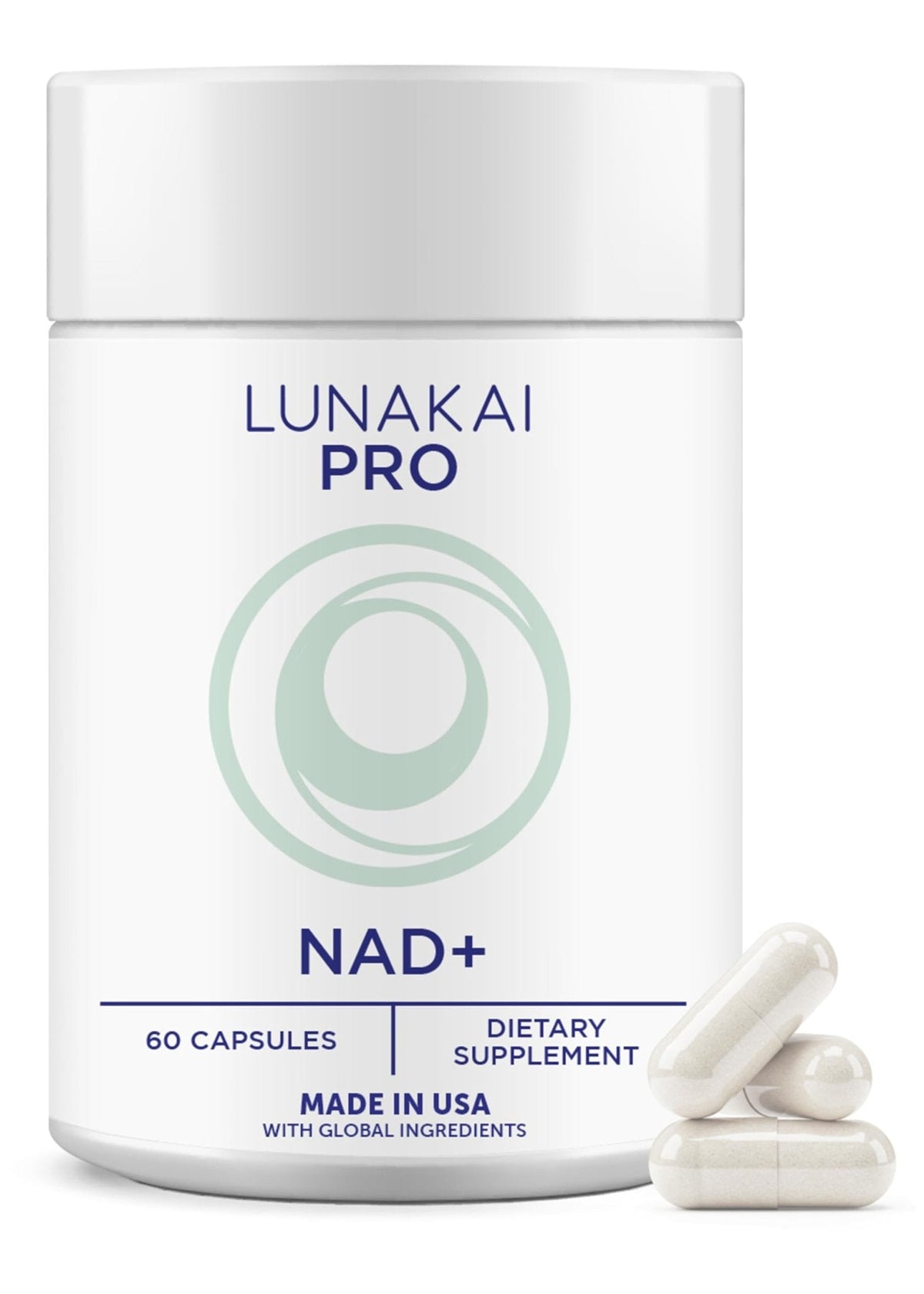 Lunakai PRO USA Made Dual-Pathway NAD+ Formula with NR & Resveratrol – Natural NAD Supplement for Women & Men – Healthy Aging & Cellular Health Support, 60ct - Maple Wellness Supplements