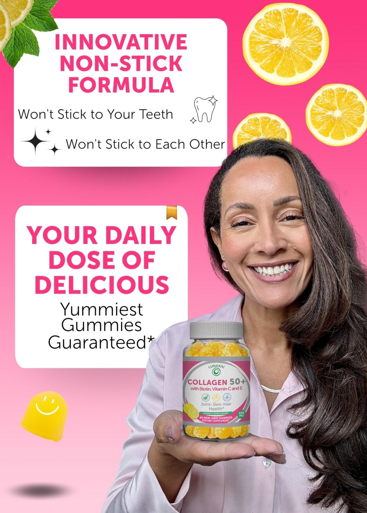 Lunakai USA Made Collagen Gummies for Women & Men Over 50, Biotin & Vitamin C, Supports Skin Elasticity, Hair & Nail Strength, Joint Support, 60ct - Maple Wellness Supplements